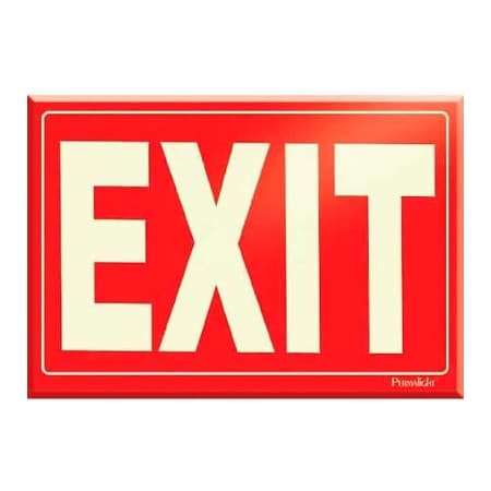 American Permalight Photoluminescent Red Exit Rigid PVC Sign, Non-Adhesive 600068